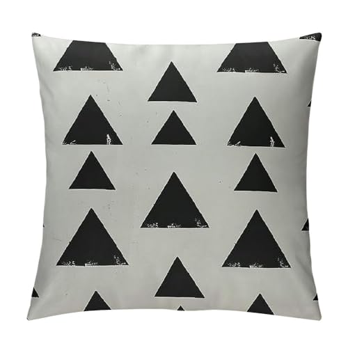 Glidax White Pillow Covers With Black Triangles Print Boho Aztec Blend Square Decorative Throw Pillow Covers For Sofa Couch Bed Decor,Multi-Size White cover
