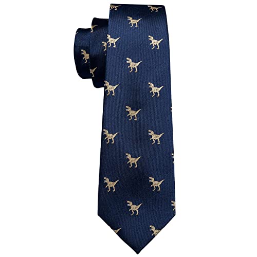 Image of Barry.Wang Fun Animal Ties for Men Designer Handkerchief Cufflink WOVEN Casual Necktie Set Festival