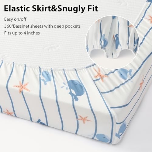 Image of Bassinet Sheets Boy 33 inchx20 inch Compatible with Baby Delight,Newton,Dream On Me,Angelbliss,Maxi Cosi,Airclub,Harppa,Ezebaby Bedside Rectangle Bassinet Mattress, Soft Stretchy Microfiber