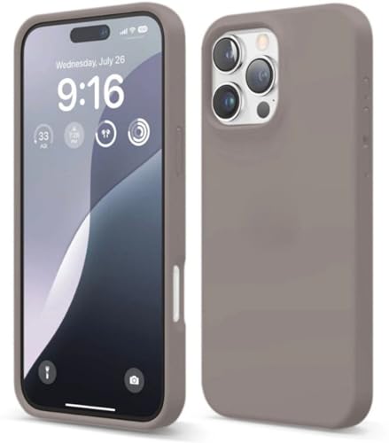 Image of Premium Liquid Silicone Case for iPhone 16 Pro - Slim Full Body Protective Back Cover with Soft Microfiber Lining, Anti-Slip Grip Scratch Resistant Phone Case (Light Grey)