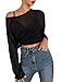 GORGLITTER Women's Mesh Long Sleeve Tops See Through Sheer Boat Neck T Shirts Sexy Concert Outfits Black Medium
