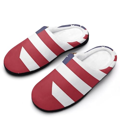 Mexico Flag U.S. Flag Women's Cotton Slippers Indoor Outdoor Slip-on Warm House Shoes with Anti-Skid Rubber Sole