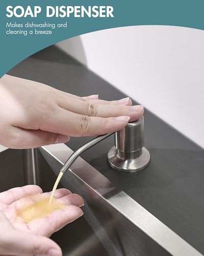Image of GIMILI LED Kitchen Faucet with Soap Dispenser, Modern Single Handle Spring Kitchen Sink Faucets with Pull Down Sprayer