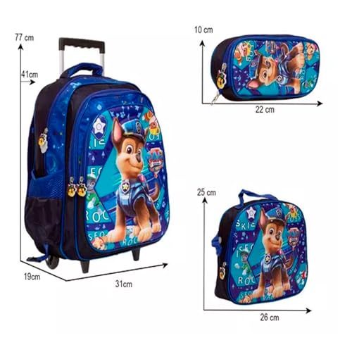 Kit Mochila da Patrulha Canina Menino em 3D + Lancheira Térmica + Estojo Escolar