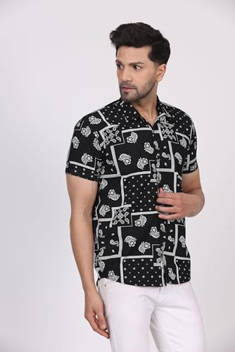 Image of CVC Fashion Men's Printed Button-Down Shirt - Aesthetic Regular Fit Half Sleeve Casual Shirt for Men, Ideal for Summer & Beach Wear