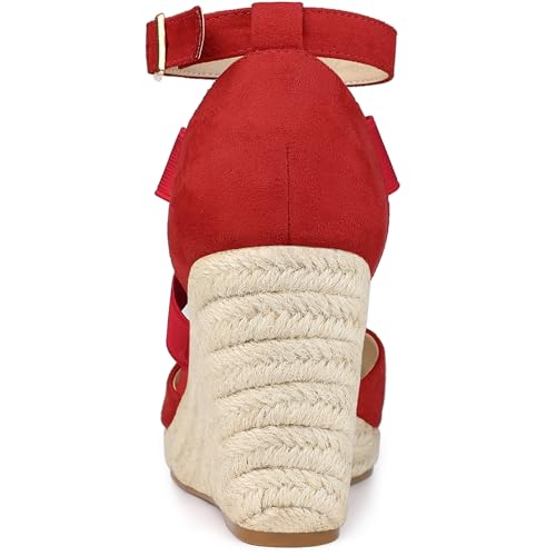 Allegra K Allegra K Women's Espadrilles Closed Toe Wedges Heels Red Sandals 7 M US