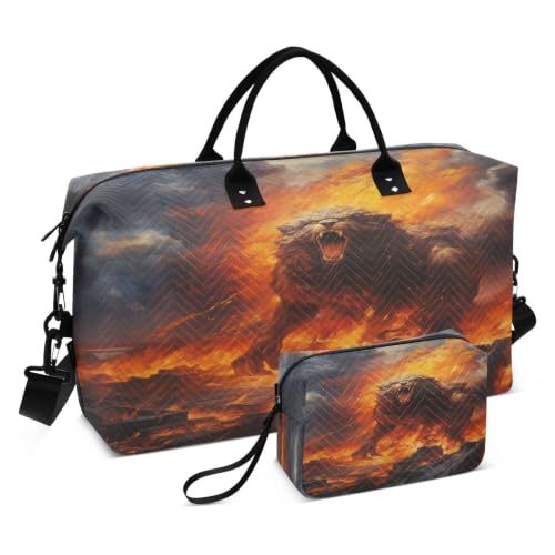 Sac de sport lion en colère fin des affaires mélangées avec la trousse de toilette incluse