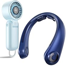 Neck Fan - Portable Personal Cooling Bladeless Neck Fans that Blow Cold Air Rechargeable with 5 Speeds, Portable Battery Powered Mini Handheld Turbo Fan for Travel, Makeup, Outdoor