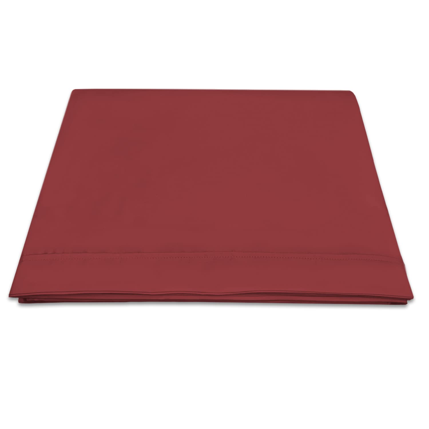 Pizuna 100% Cotton Super King Flat Sheet - Brick Red, 400 Thread Count Sateen Weave Top Sheet - Super King (300x280 cm) โ image 1