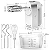 Hand Mixer Electric, 450W Kitchen Mixers with Scale Cup Storage Case, Turbo Boost/Self-Control Speed + 5 Speed + Eject Button + 5 Stainless Steel Accessories, For Easy Whipping Dough, Cream, White