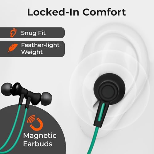 Image of Zing Type-C Wired Earphones with HD Mic, BassXpand Technology, 13mm Dynamic Drivers, IPX4 Water Resistant, Magnetic Earbuds, in-Line Controls, 1.2m Cable - Teal Eclipse