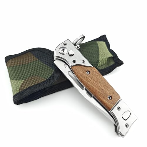 HUAAO Manually Operated Button-lock Knife，Men's Folding Pocket Knife，440C Blade Wood Handle (AK47) by HUAAO - Image 8