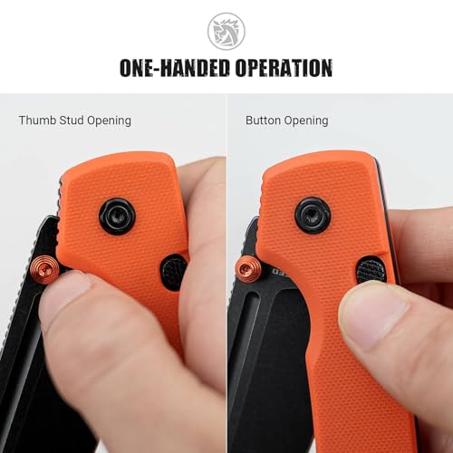 Image of Vosteed Raccoon2.0 EDC Pocket Knife - 3.25 inch 14C28N Black Stonewash Blade, Modified Sheepsfoot - Top Liner Lock, Orange G10 Handle - Outdoors Camping Knives - A2931