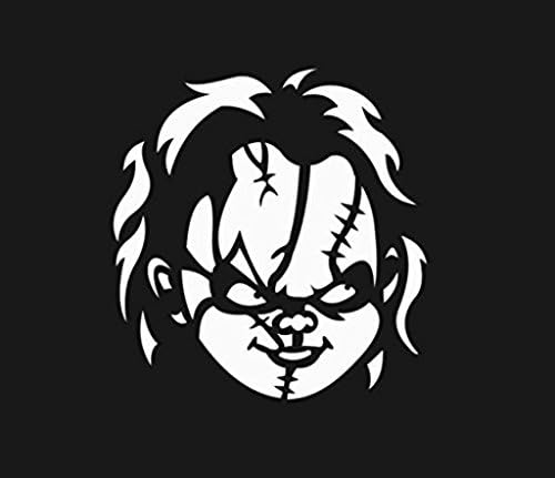 Chucky Face Horror Halloween CCI Decal Vinyl Sticker|Cars Trucks Vans Walls Laptop| White | 5.5 x 5.2 in | CCI258 image 3