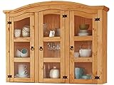 Pflegeleichte Oberfläche Loft 24 A/S 3-TRG. Buffetaufsatz Aufsatz mit 3 Türen Vitrine Vitrinenschrank Glasvitrine Wohnzimmer Schrank viel Stauraum (gebeizt geölt)