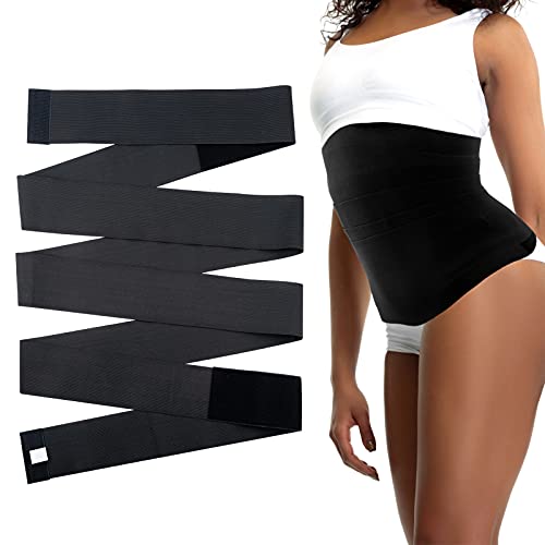 16.4ft Invisible Wrap Waist Trainer Tape - Adjustable Bandage Belt Waist Trainer Wrap Waist Trimmer Belt Wrap Waist Cincher Women Tummy Wrap (Black)