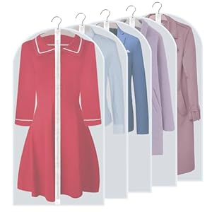 5 Pack Suit Bags – 60 x 120cm, Anti-Dust & Water Protector, Washable Full Zipper Garment Bags Perfect for Travel or Home