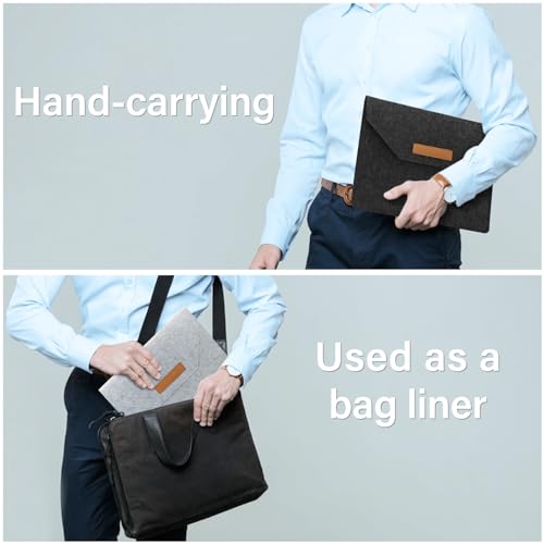 11-13 Inch Felt Laptop Case, Tablet Case with Multiple Compartments for Storage, Ultra-Thin Business Handheld Laptop Protective Bag Suitable for Tablets and Slim Computers (Dark Gray, 13")3