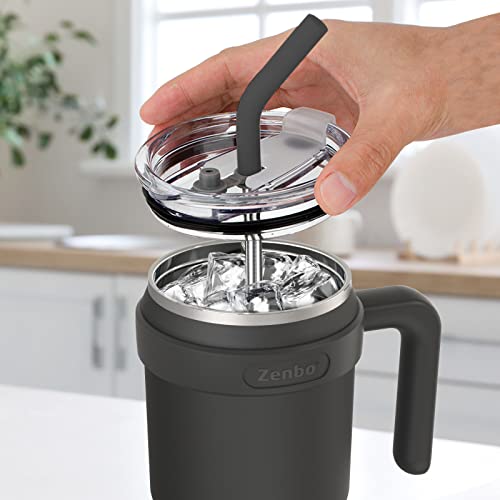 Zenbo 50 Oz Mug Tumbler With Handle And Straw Lid | Stainless Steel Insulated Tumblers, Keeps Drinks Cold Up To 34 Hours, Fit In Car Cup Holder, Dishwasher Safe,Bpa Free #TOP1