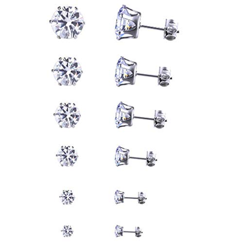 Preisvergleich Produktbild Vektenxi Ohrstecker Set Geschenkbox, Hypoallergen Zirkon Ohrringe, Weißer Zirkon Kreativ und Nützlich