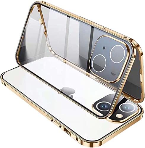 Coque iPhone 14 magnétique en verre trempé double face or - Étui de protection intégrale 6,1"