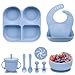 Bumkins Set Pappa In Silicone Con Ventosa - Ciotola, Coperchio E Cucchiaio, Senza BPA, Per Svezzamento E Autosvezzamento, Grigio
