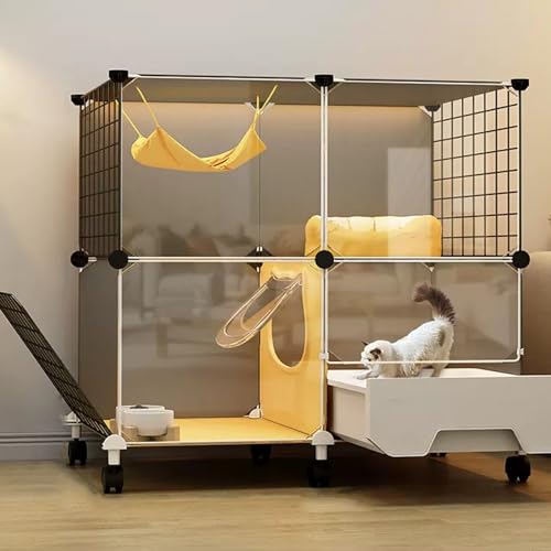 Grand enclos pour chat modulable en fil de fer avec échelles de jeu