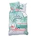 Produktbild Matt&Rose Flamingo Bettwäsche Set · Mädchen-Bettwäsche · Teenagerbettwäsche · Hello Summer · Flamingo & Palmen - Kissenbezug 80x80 + Bettbezug 135x200 cm - 100% Baumwolle