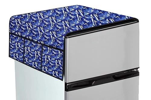 Image of The Furnishing Tree Fridge Top Cover Compatible for Samsung RR20C1723R8 /HL, 183 LTR WxL 65x111 in CM Frieze Pattern Blue