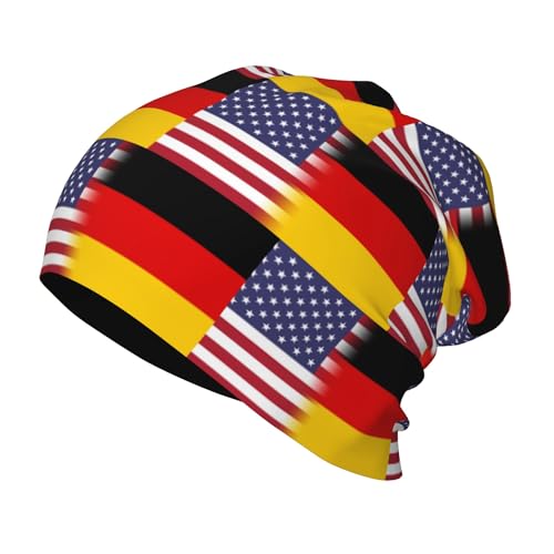American Flag and German Flag Kids Leisure Elastic Knitted Hat Junior Large Size Knit Cap Child Beanie Black