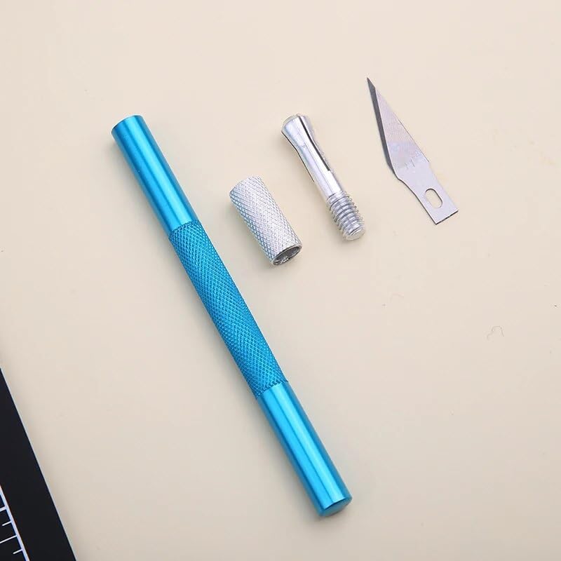 Non-Slip Metal Scalpel Knife Kit Cutter Engraving Craft knives with 5pcs Blades Mobile Phone PCB DIY Repair Hand Tools - (Color: Type1)