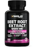 Beet Root Extract - 12000mg 20x Concentrated Beet Root Capsules Supplement w/Black Pepper - High Nitrates - Natural Nitric Oxide Booster - Highly Concentrated & Bioavailable - Made in USA -180 Caps