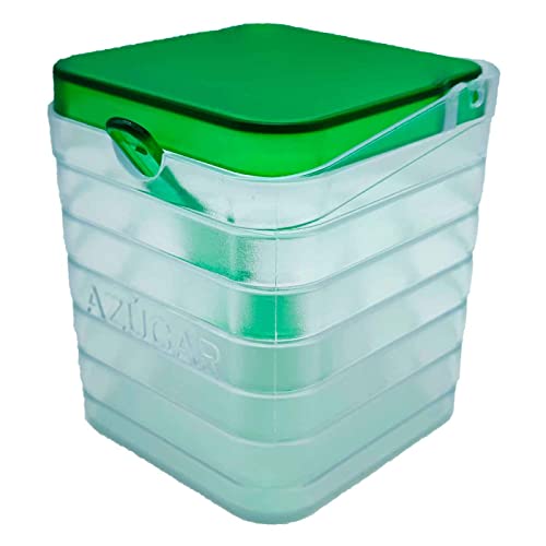 AC – Azucareros cuadradors Modelo Transparente - Fabricado en Plástico – Apto para ser Usado como salero - 10,7 x 9,5 x 9,5 cm – Color Verde