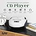 Tyler Portable CD Player Boombox with FM Radio, Bluetooth, and USB Port | Clear Stereo Sound | CD-R/RW and MP3 CDs Compatible | 3.5mm Aux Input and Headphone Jack | TAU107 - White