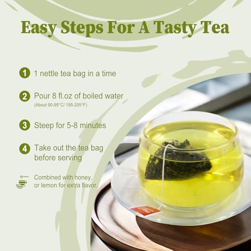 FullChea - Nettle Leaf Tea Bags, 25 Teabags, 1.5g/bag - Naturally Stinging Nettle Tea - Support Eye Health & Strengthen Bones