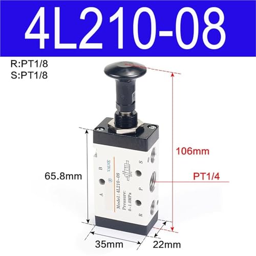 Vanne push-pull 4L210-08 de commande manuelle pneumatique
