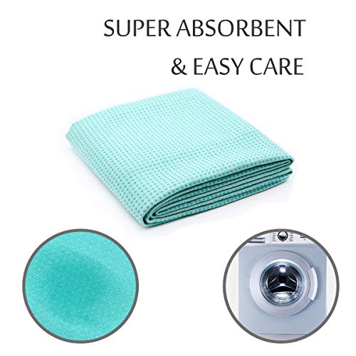 Eunzel Yoga Towel,Hot Yoga Mat Towel - Sweat Absorbent Non-Slip For Hot Yoga, Pilates And Workout 24" X72(Grip Dots,Teal) #TOP1