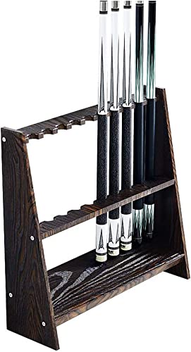 TBLOTYD Pool Cue Fishing Rod Holder, Black Wood Grain Finish, Holds 10 Cleats, Retro Premium Pool Accessories for Schools,