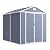 Aoxun 6 x 8 FT Outdoor Storage Shed with Window, Resin Shed with Floor & Lockable Doors, Garden Shed Waterproof Plastic Tool Shed with Sloped Roof for Backyard, Garden, Patio, Lawn, Grey