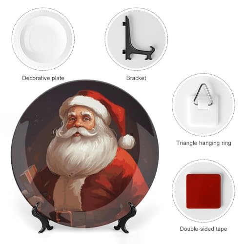 Plato decorativo Santa Claus de cerámica 7 pulgadas miniatura 3
