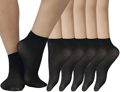 Image of ToBeInStyle Women's Pack of 6 Trendy Sheer Nylon Crew Sock Stockings
