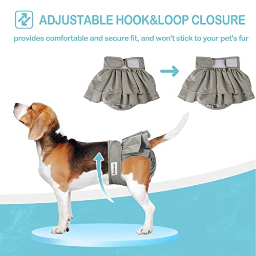 Avont 3 Pack Washable Dog Diapers Female (S/8-13.5"), Reusable Dog Period Diapers Cover, Female Dog Diapers For Heat Cycle, Incontinence, Girl Dog Diapers Dress -Black/Brown/Grey #TOP1