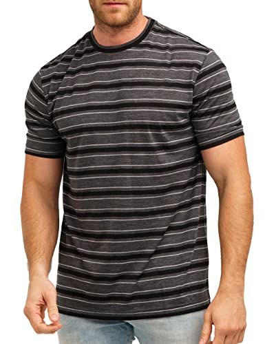 100% Merino Wolle Tshirt Herren - Merino Shirt Herren, Unterhemden Männer, Sports & Outdoor Gym Shirt (XX-Large, Grey Black Pin Stripe)