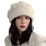 [クロスマーベリー] ニット帽子 レディース 大きめ 冬 可愛い ビーニー 帽子 暖かい 秋冬 防寒 お洒落 ゆったり あったかい フリーサイズ 通勤 通学 ニットキャップ CY116 アイボリー