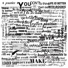 50PCS Transparent Inspirational Black and White Phrase Stickers for Skateboard,Scrapbook,Laptop,Water Bottle,Trendy Motivational Quotes Vinyl Sticker,Girls Teens Sticker,Aesthetic Graffiti Decals - Image 2