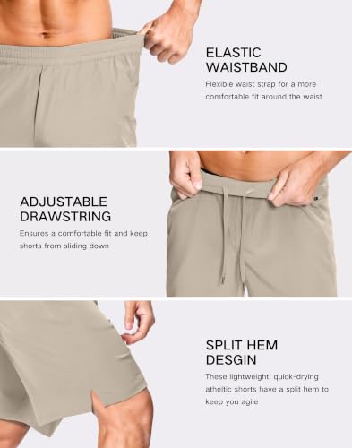 Image of GGJ Men's Lightweight Athletic Shorts with 2 Zipper Pockets 7 inch /9 inch /5 inch Gym Workout Running Quick Dry Tennis Shorts for Men