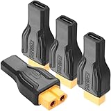 Xiatiaosann 4個のUSB C - XT60アダプターUSBタイプCメス - XT60メス充電コネクタワイヤレス延長アダプター、LiPoバッテリーRCカーFPVドローンラップトップ用