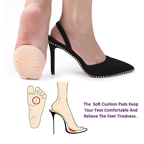 Image of Flammi 6 Pairs Ball of Foot Cushion Socks,Women's Toe Cover with Padding Toe Topper Liner Socks Non-Skid Bottom