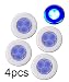 Pactrade Marine 4PCS Boat 3 LED Blue Colored Round Courtesy Light Plastic Flush