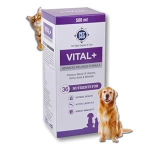 PET360 Vital+ Advanced Wellness Formula for Dogs & Cats | Multivitamin Syrup for Healthy Skin, Joints & Boosted Immunity | Nutritional Supplement with Vitamins & Minerals for Enhanced Growth – 500 ml